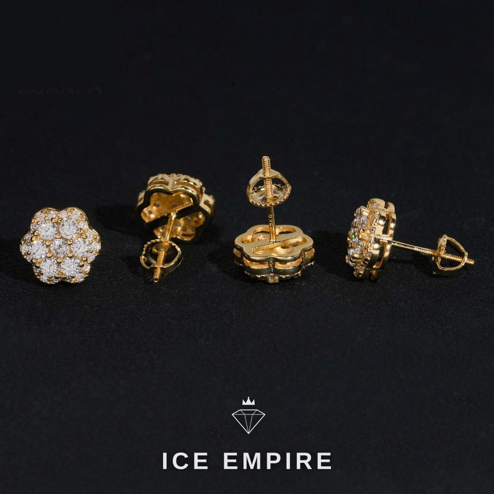 Iced Out Cluster 925 Silver Moissanite Earrings