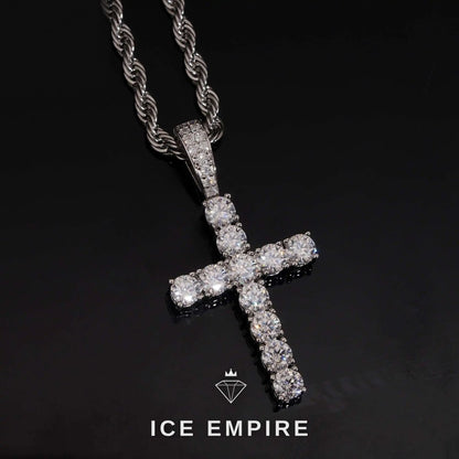 Iced Out Cross 925 Silver Lab Grown Diamond Pendant