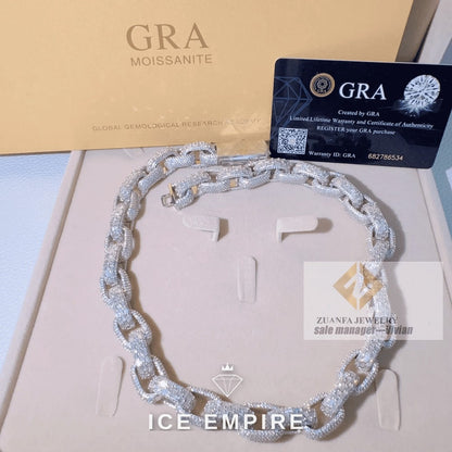 Iced Out Baguette Rose Gold Plated Moissanite Cuban Chain