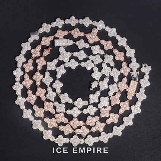 Iced Out Cross Rose Gold Plated Moissanite Cuban Chain