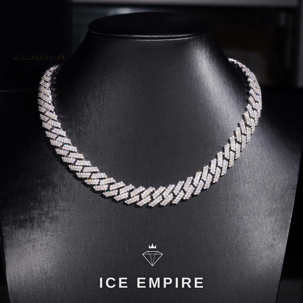 Iced Out 925 Silver Moissanite Cuban Chain