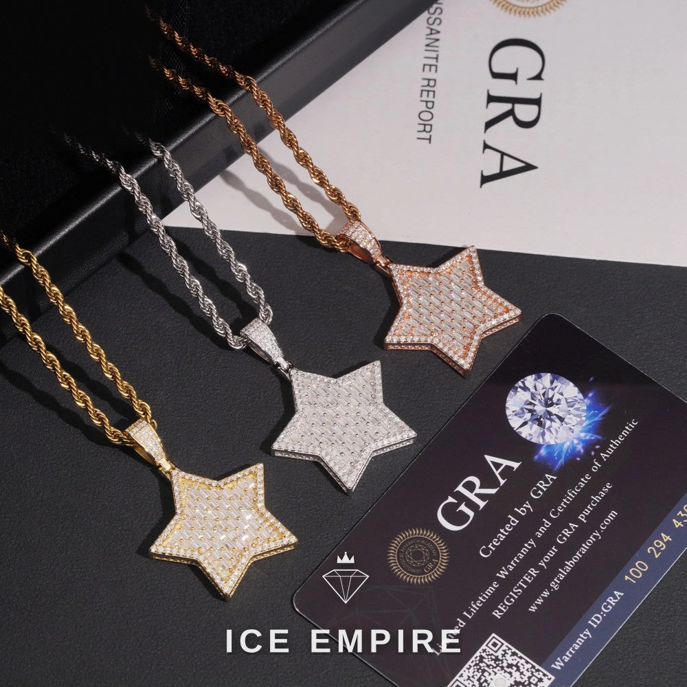 Iced Out Baguette Gold Plated Moissanite Pendant