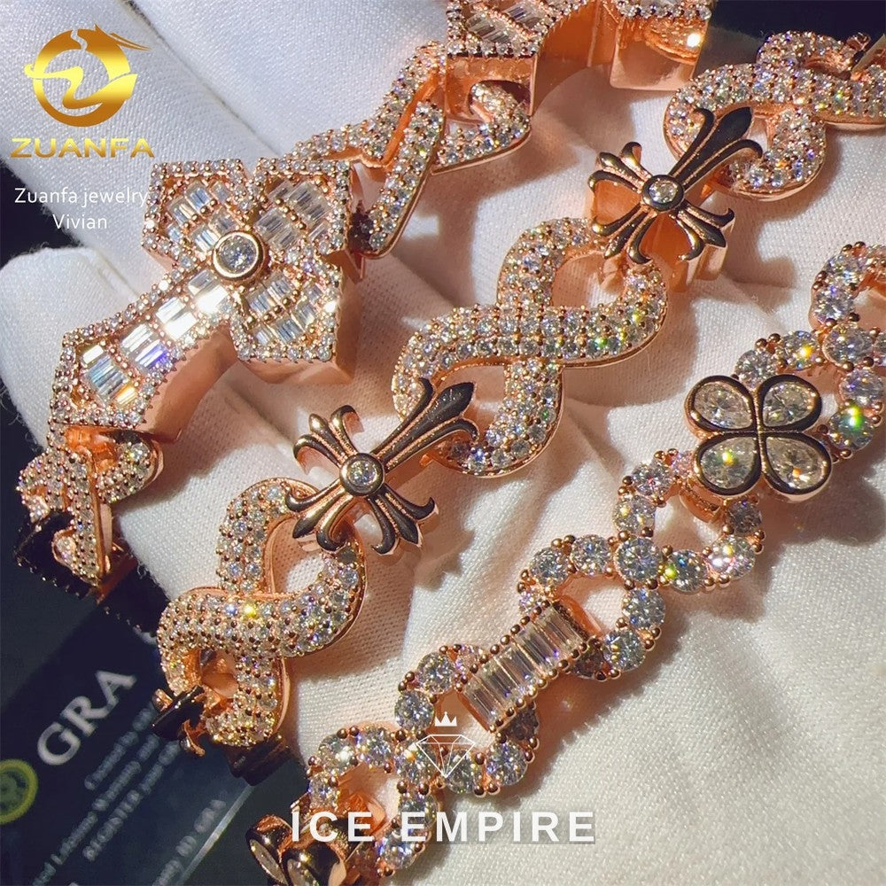 Iced Out Rose Gold Plated Moissanite Cuban Chain