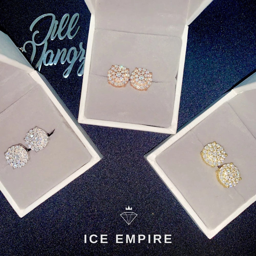 Iced Out Gold Plated Moissanite Stud Earrings