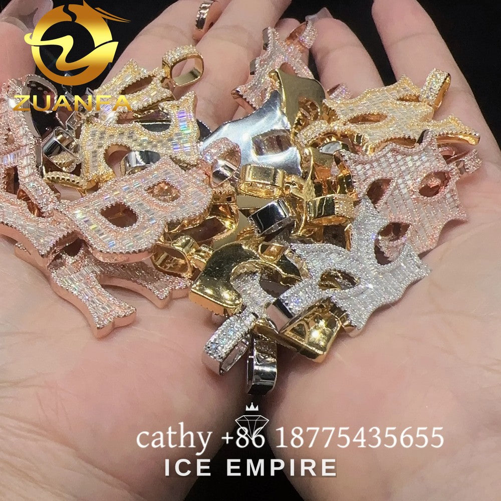 Iced Out Baguette Rose Gold Plated Moissanite Pendant