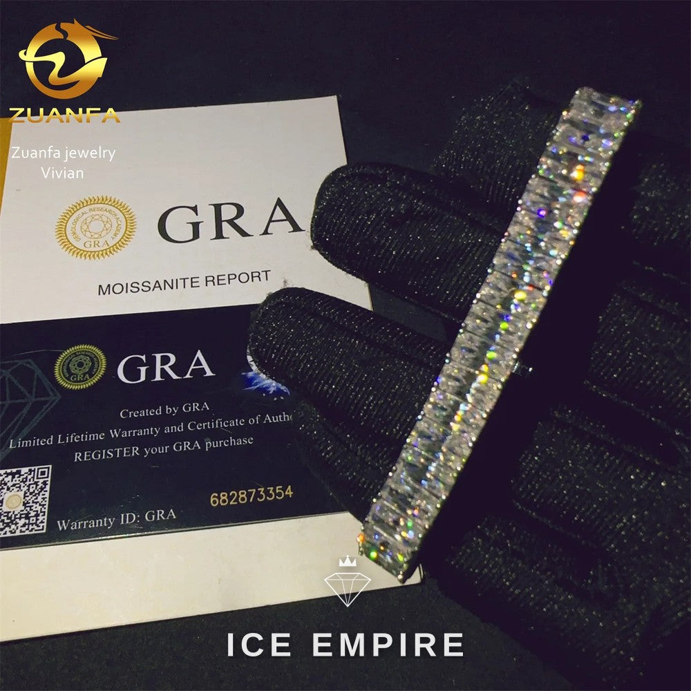 Iced Out 925 Silver Moissanite Tennis Chain