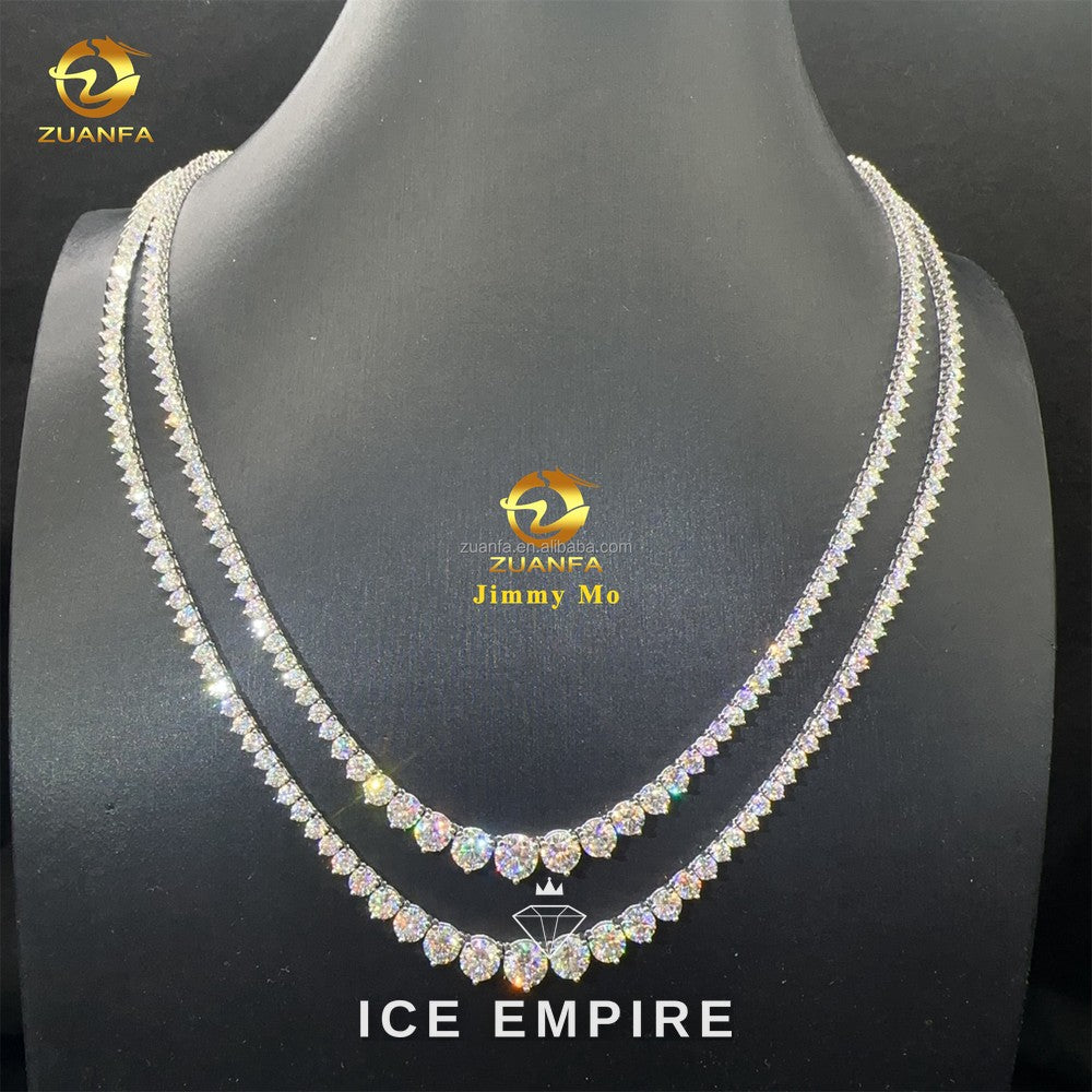 Iced Out Cluster 925 Silver Moissanite Cuban Chain