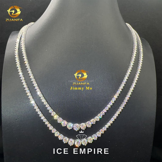 Iced Out Cluster 925 Silver Moissanite Cuban Chain