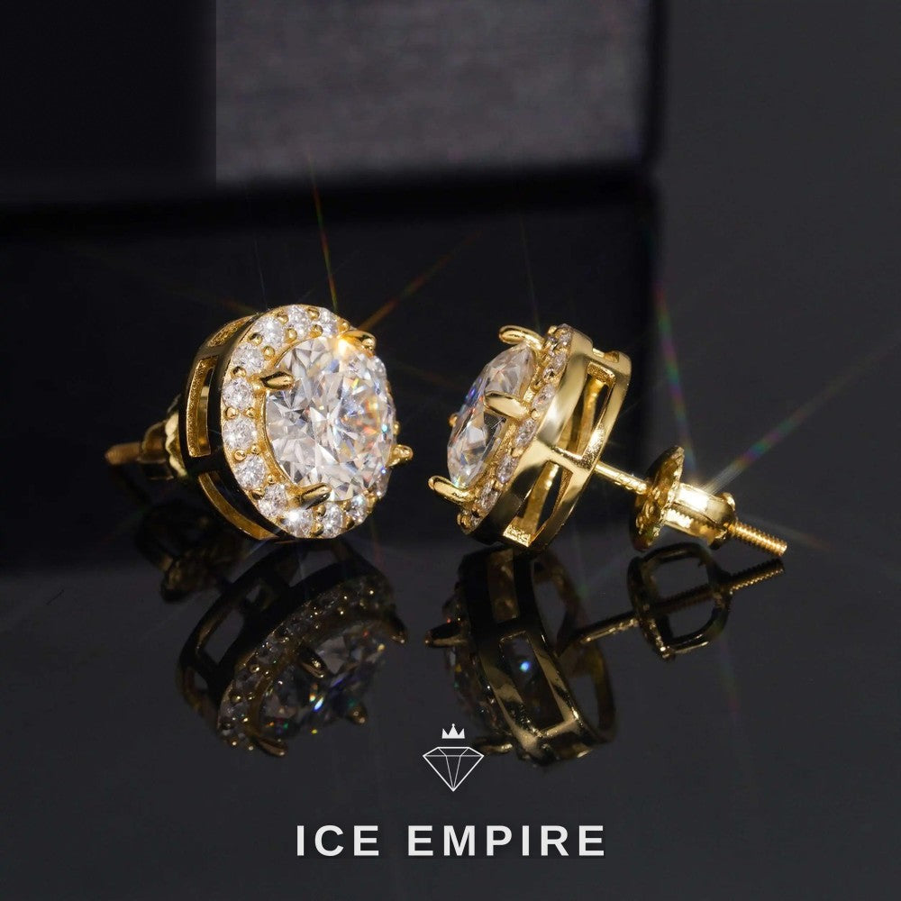 Iced Out 925 Silver Moissanite Stud Earrings