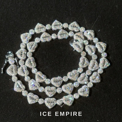 Iced Out Heart Rose Gold Plated Moissanite Cuban Chain