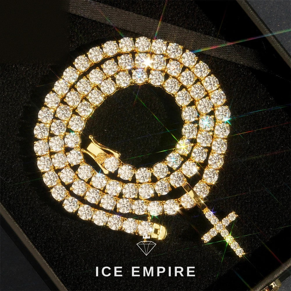 Iced Out Cross Rose Gold Plated Moissanite Pendant