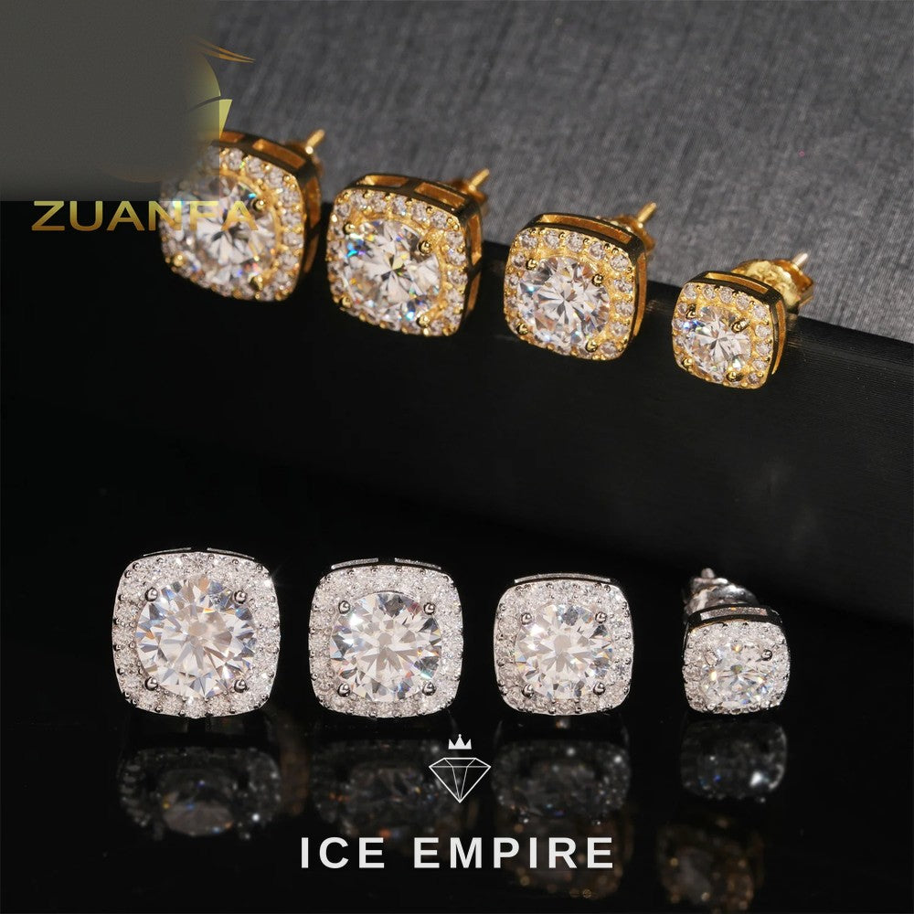 Iced Out Rose Gold Plated Moissanite Earrings