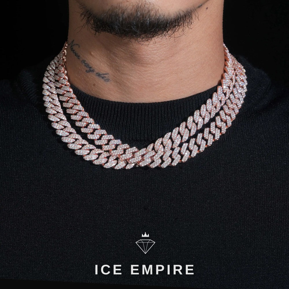 Iced Out Rose Gold Moissanite Cuban Chain