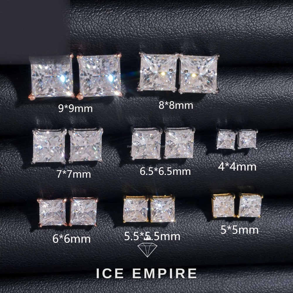 Iced Out Rose Gold Plated Moissanite Stud Earrings