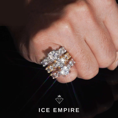 Iced Out Rose Gold Plated Moissanite Wedding Band
