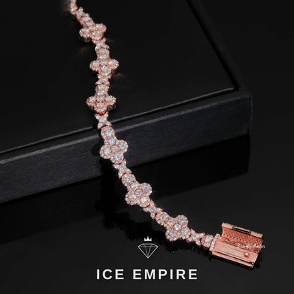 Iced Out Cross Rose Gold Plated Lab Grown Diamond Tennis Chain
