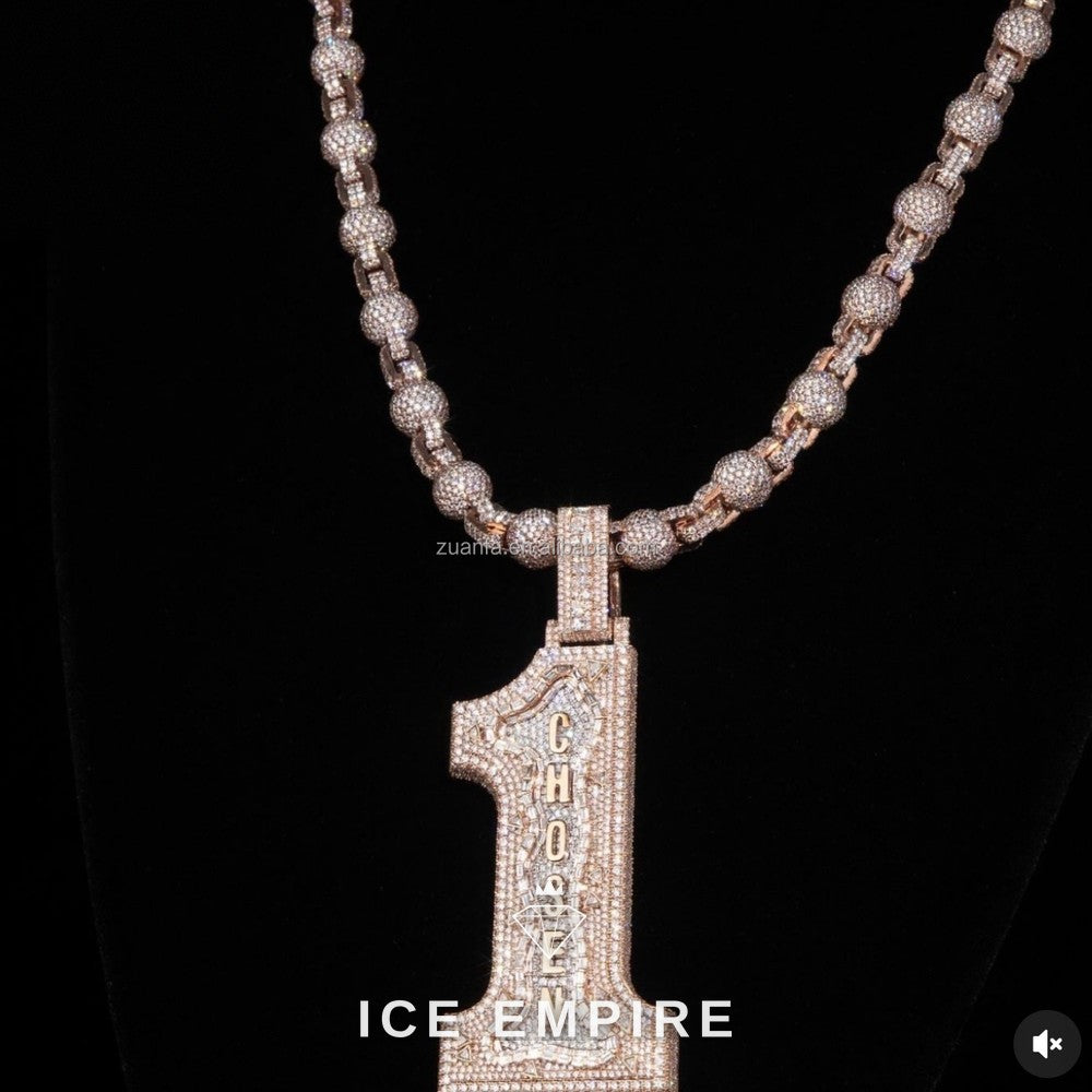 Iced Out Rose Gold Moissanite Pendant
