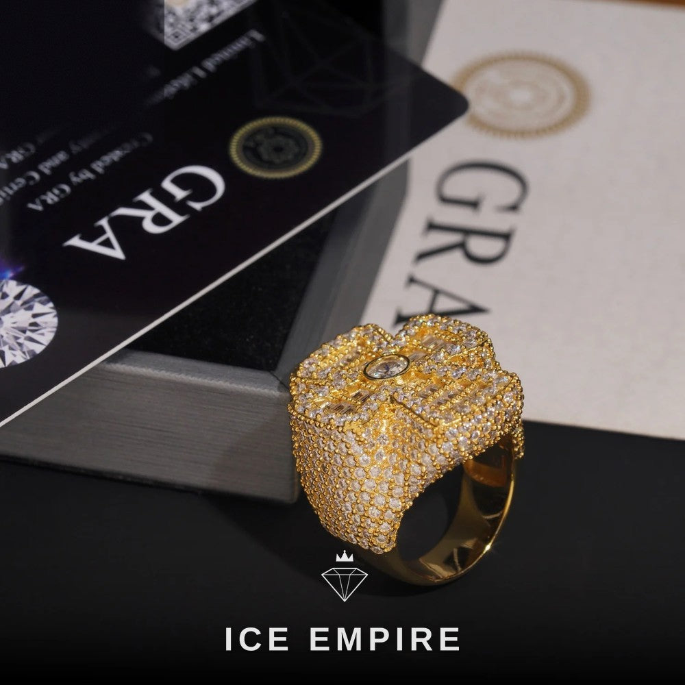 Iced Out Baguette 925 Silver Moissanite Ring