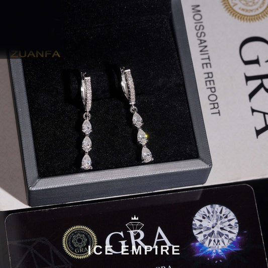 Iced Out 925 Silver Moissanite Hoop Earrings