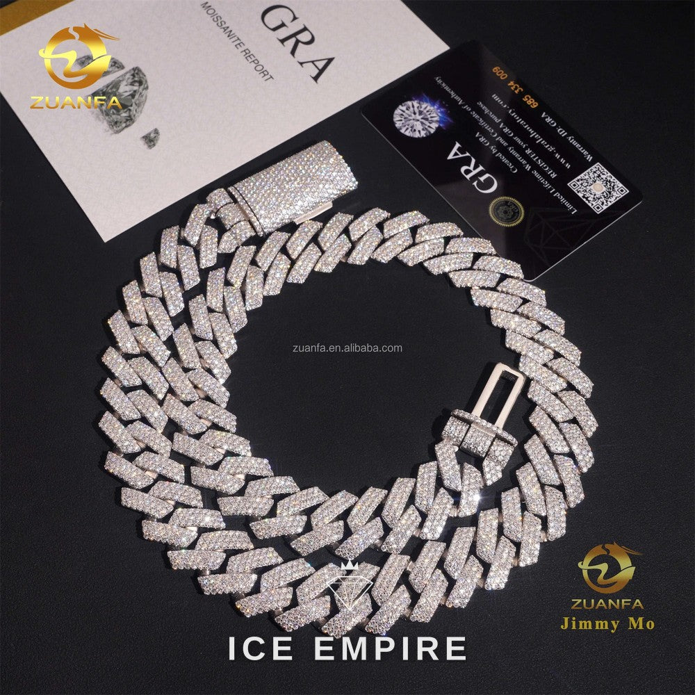 Iced Out 925 Silver Moissanite Cuban Chain