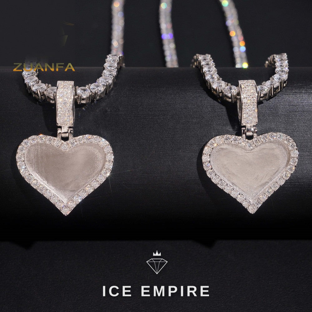 Iced Out Heart Rose Gold Plated Moissanite Pendant