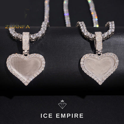 Iced Out Heart Rose Gold Plated Moissanite Pendant