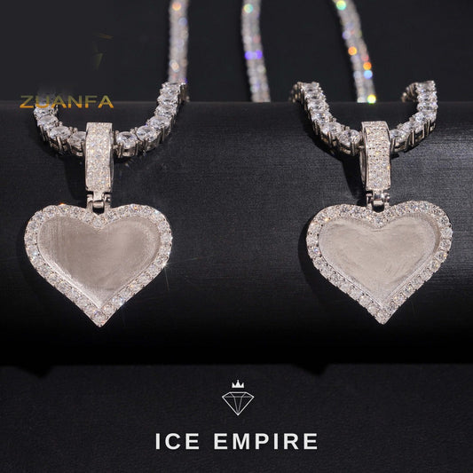 Iced Out Heart Rose Gold Plated Moissanite Pendant