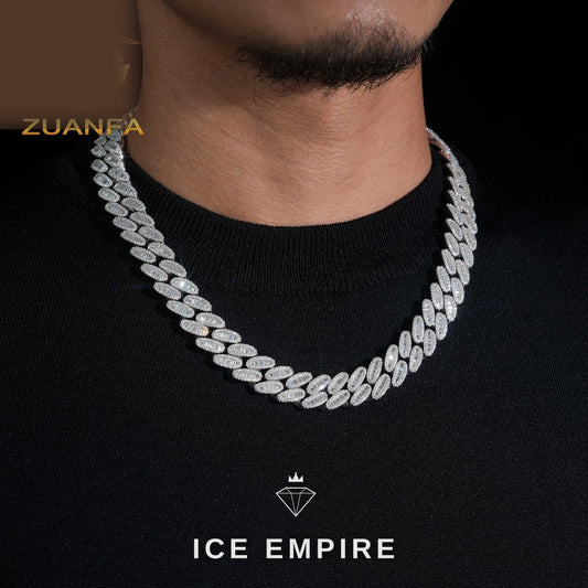 Iced Out Baguette Rose Gold Plated Moissanite Cuban Chain