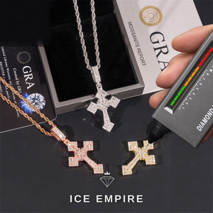 Iced Out Cross Gold Plated Moissanite Pendant