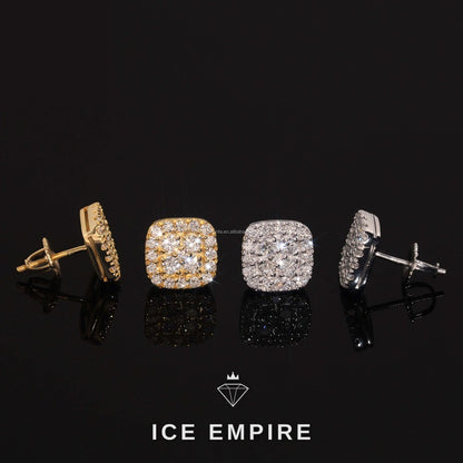Iced Out Cluster Gold Plated Lab Grown Diamond Stud Earrings