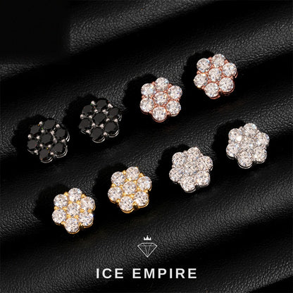 Iced Out Cluster Rose Gold Plated Moissanite Stud Earrings