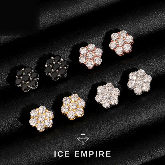 Iced Out Cluster Rose Gold Plated Moissanite Stud Earrings