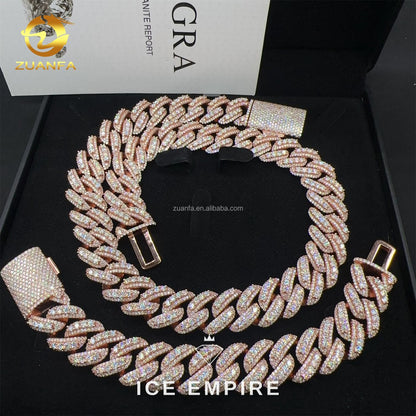 Iced Out Rose Gold Moissanite Cuban Chain