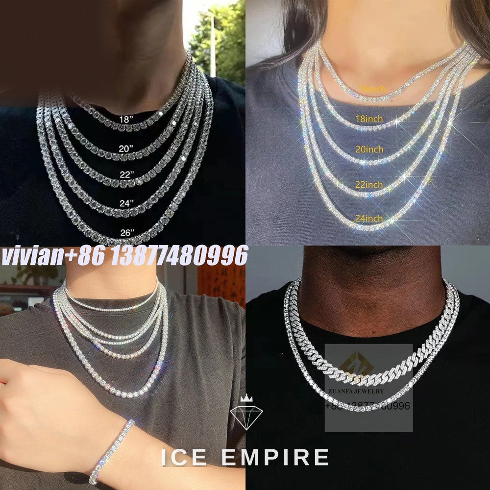 Iced Out Rose Gold Plated Moissanite Tennis Chain