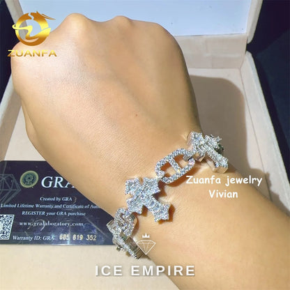 Iced Out 925 Silver Moissanite Cuban Chain