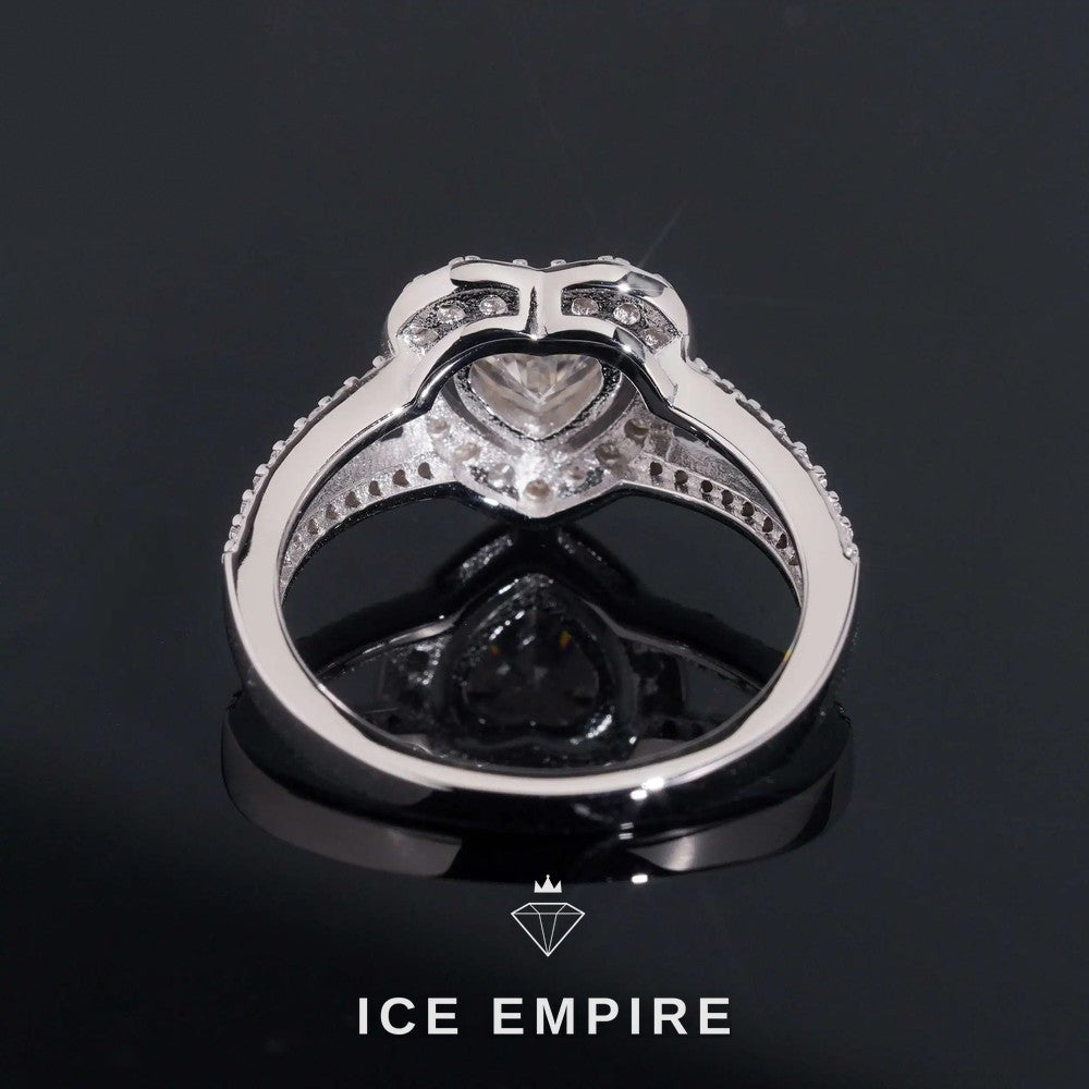 Iced Out Heart 18K Gold Moissanite Wedding Band