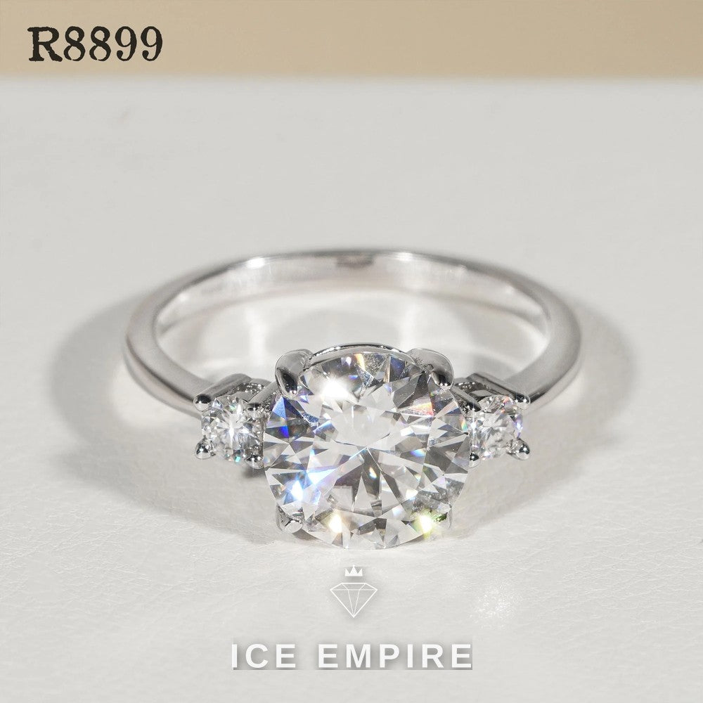 Iced Out 925 Silver Moissanite Engagement Ring