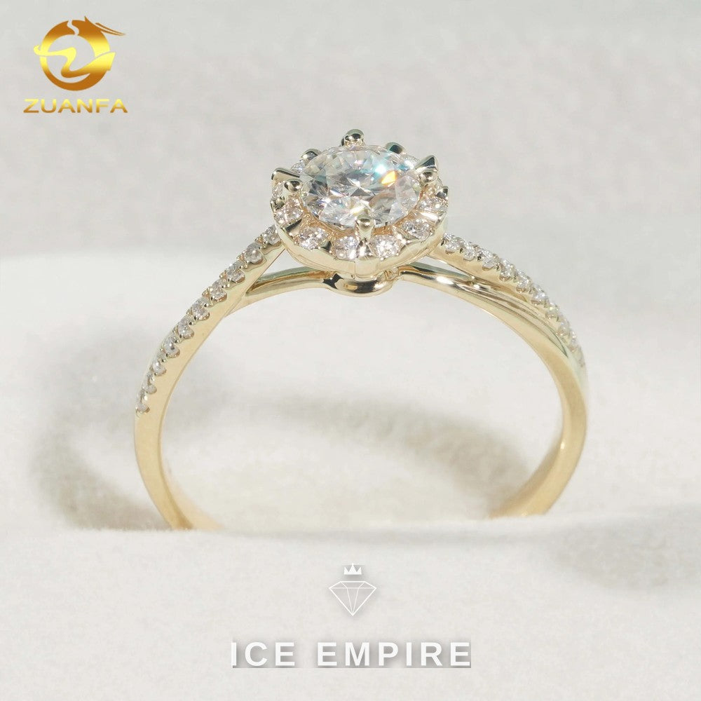 Iced Out Gold Plated Moissanite Engagement Ring