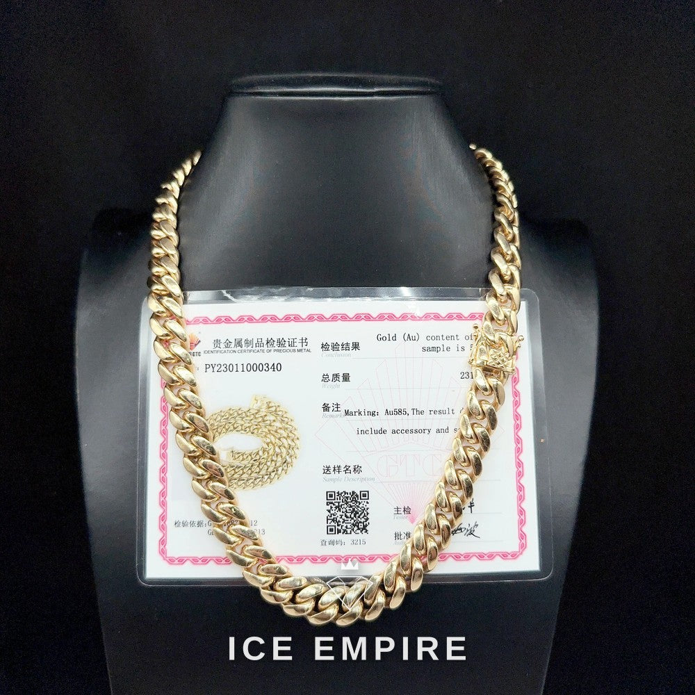 Iced Out 14K Gold Cuban Chain
