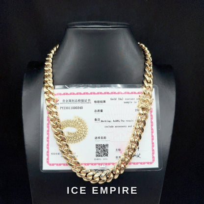 Iced Out 14K Gold Cuban Chain