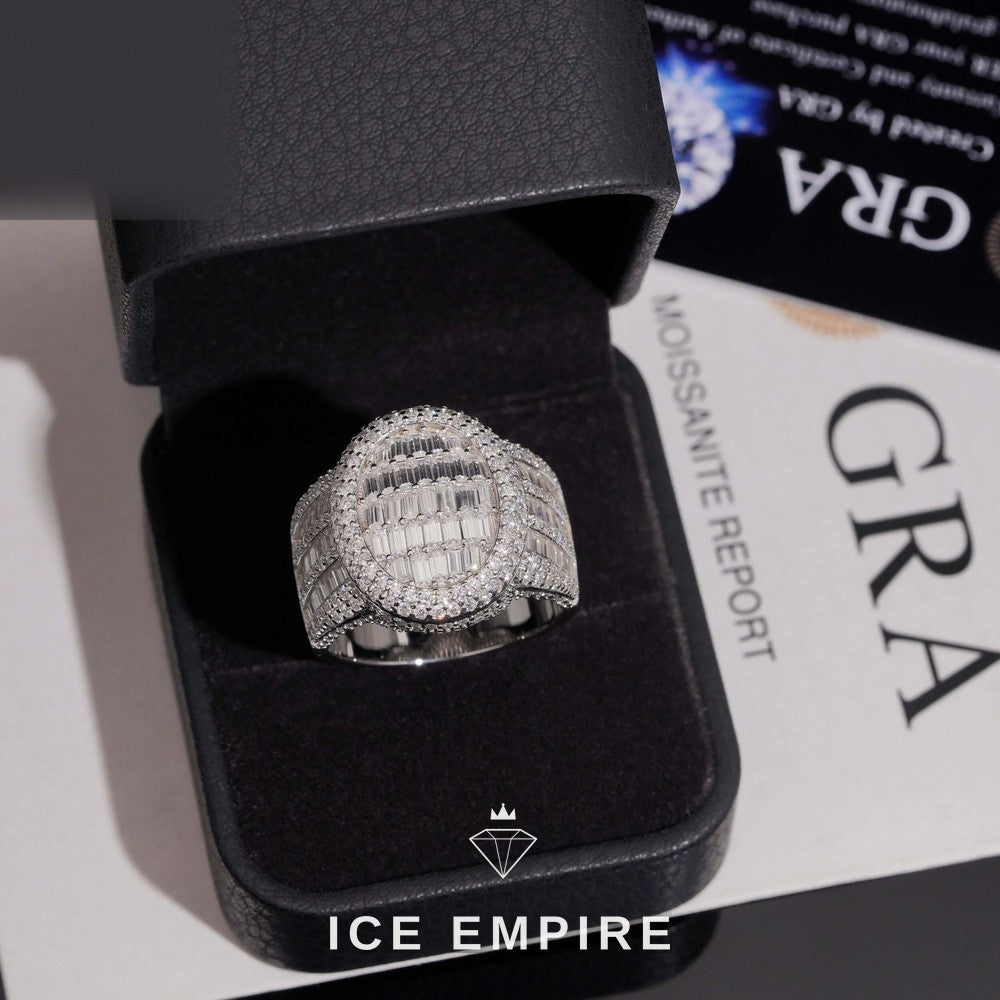 Iced Out Baguette Gold Plated Moissanite Ring