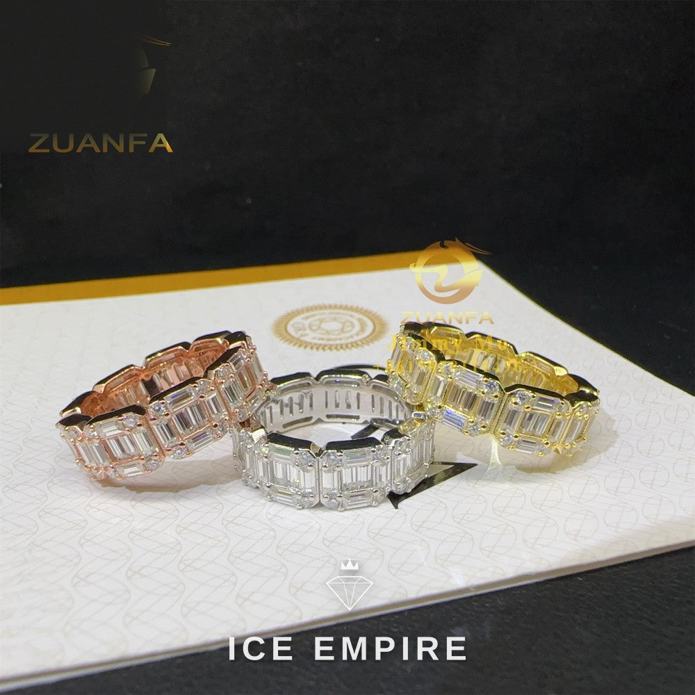 Iced Out Baguette Gold Plated Moissanite Ring