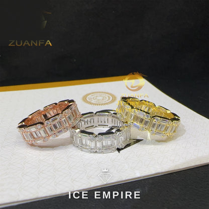 Iced Out Baguette Gold Plated Moissanite Ring