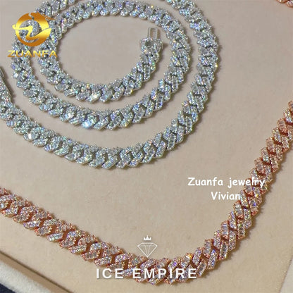 Iced Out Rose Gold Plated Moissanite Cuban Chain