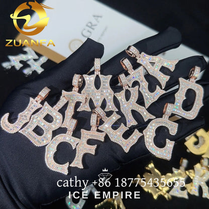 Iced Out Baguette Rose Gold Plated Moissanite Pendant