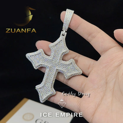 Iced Out Cross Rose Gold Plated Moissanite Pendant
