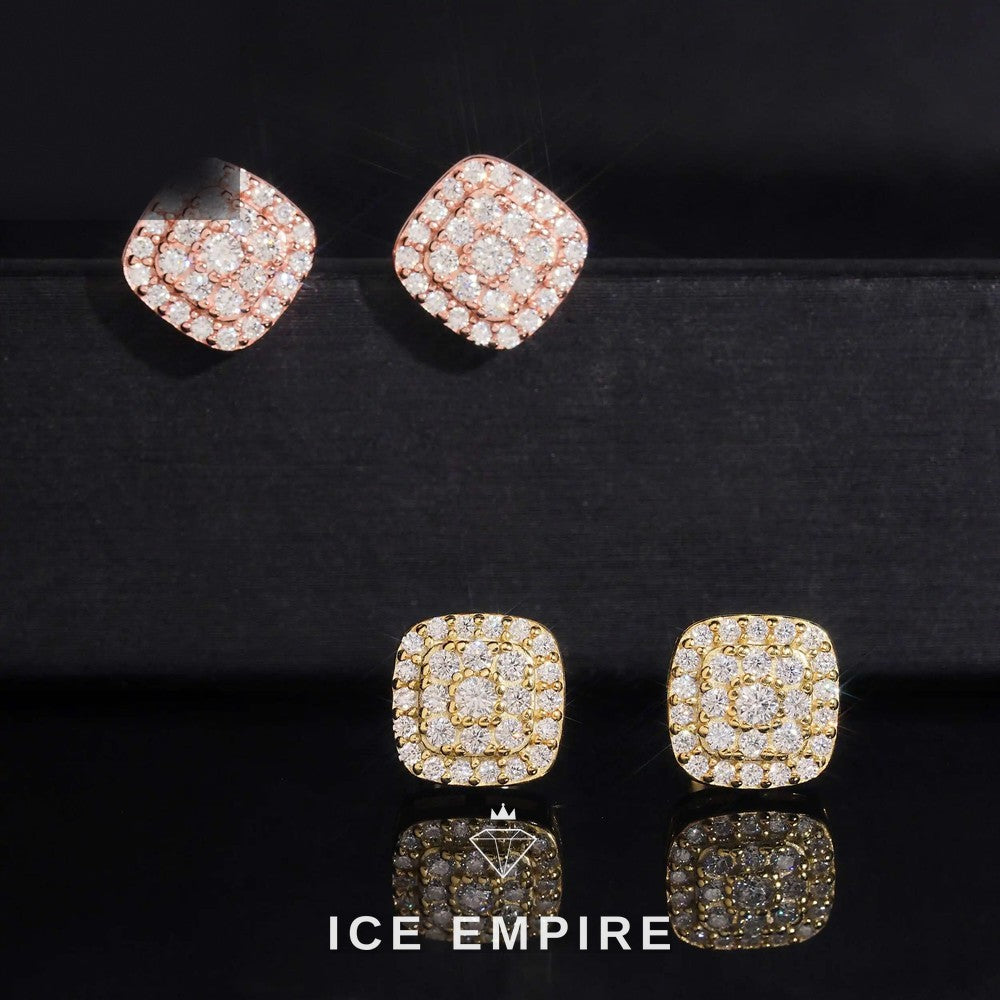 Iced Out 925 Silver Moissanite Stud Earrings