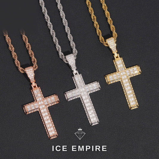 Iced Out Cross 925 Silver Moissanite Pendant