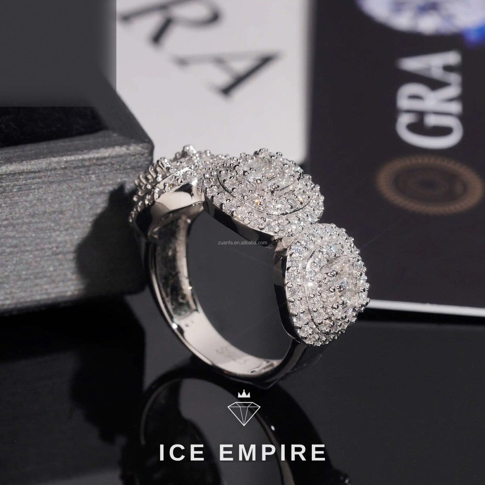 Iced Out Baguette 925 Silver Moissanite Ring
