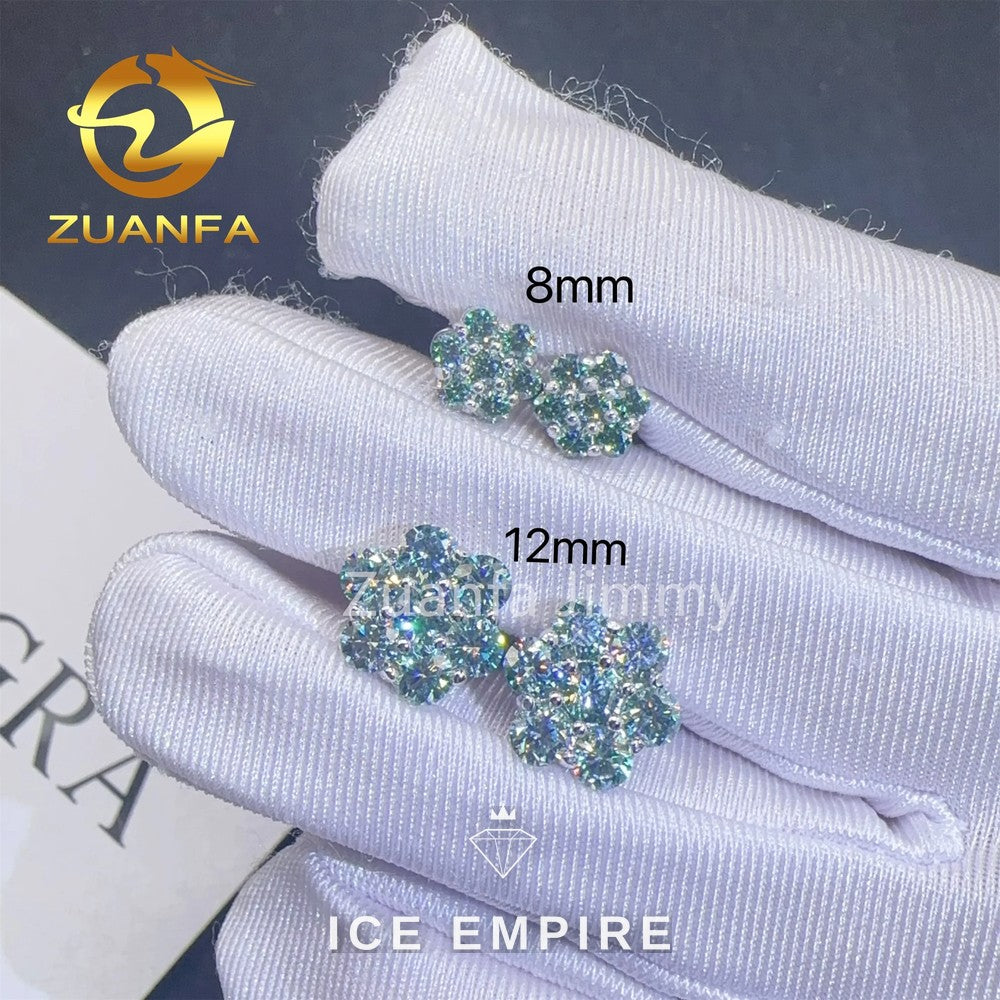 Iced Out Cluster 925 Silver Moissanite Stud Earrings